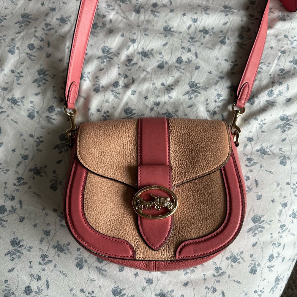 Coach Pink Leather Crossbody Saddle Bag